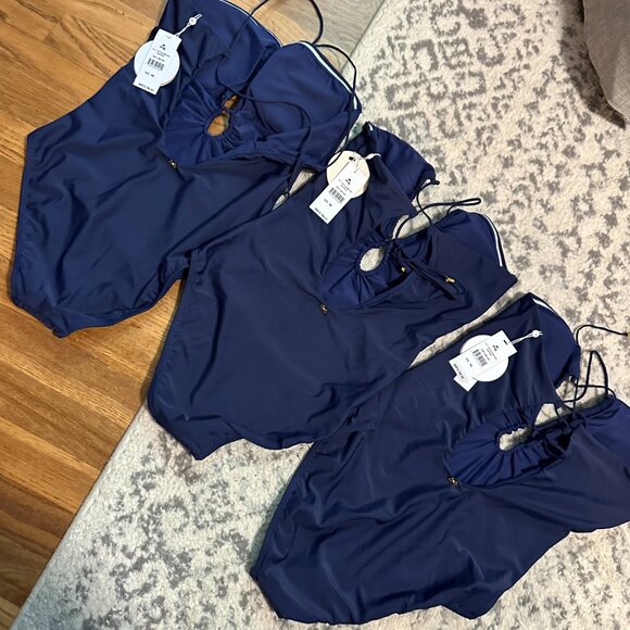 PQ SWIM {NWT} Keyhole Braided One Piece Swimsuit | Navy | Medium - Picture 3 of 11